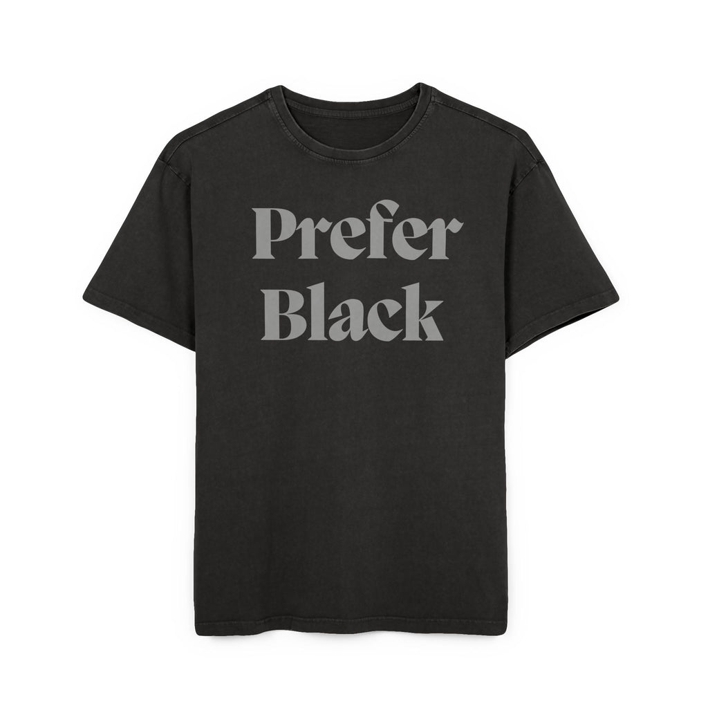 Prefer Black Oversized Tee — Vintage Acid-Wash Graphic T-Shirt