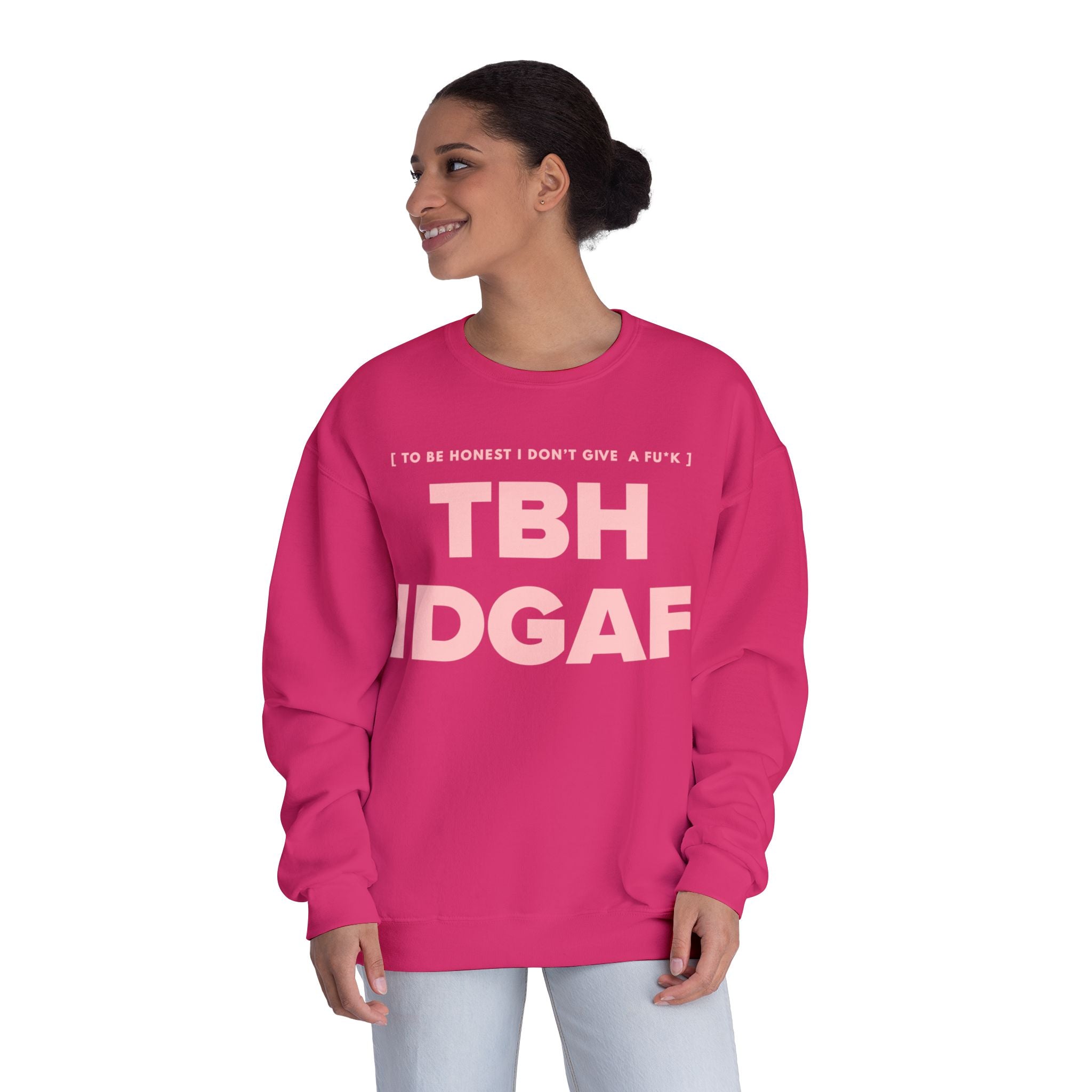 IDGAF Crewneck Sweatshirt — Bold Pink Statement Pullover